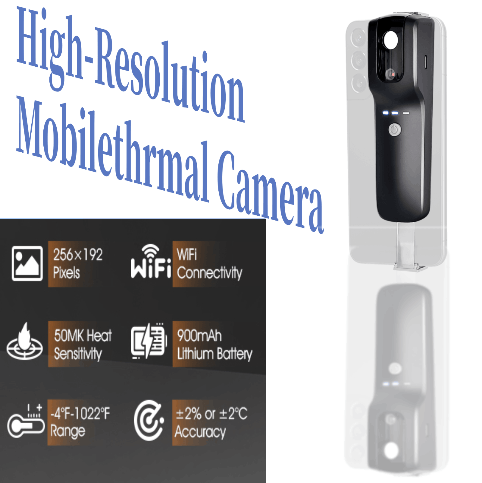 Thermal Imaging Camera 256X192 - HP951A 256x192 WiFi Thermal Camera Phone-Mounted,50mK